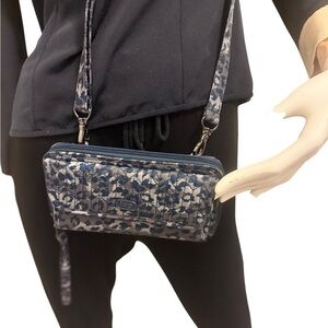 Lug Blue and Gray Patterned Crossbody Bag in excellent condition
